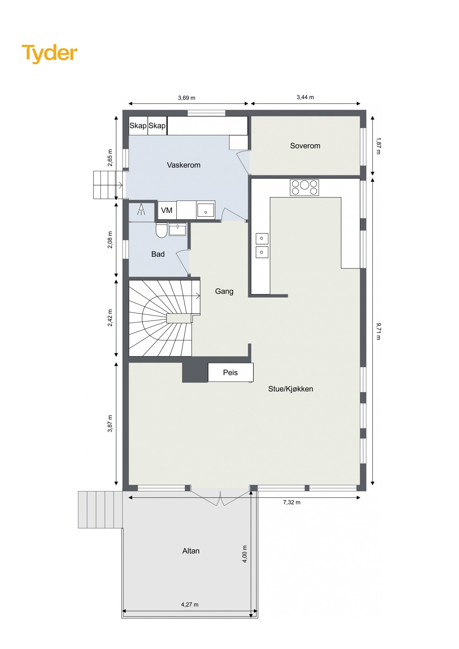 Plantegning 1. etasje Galleribilde