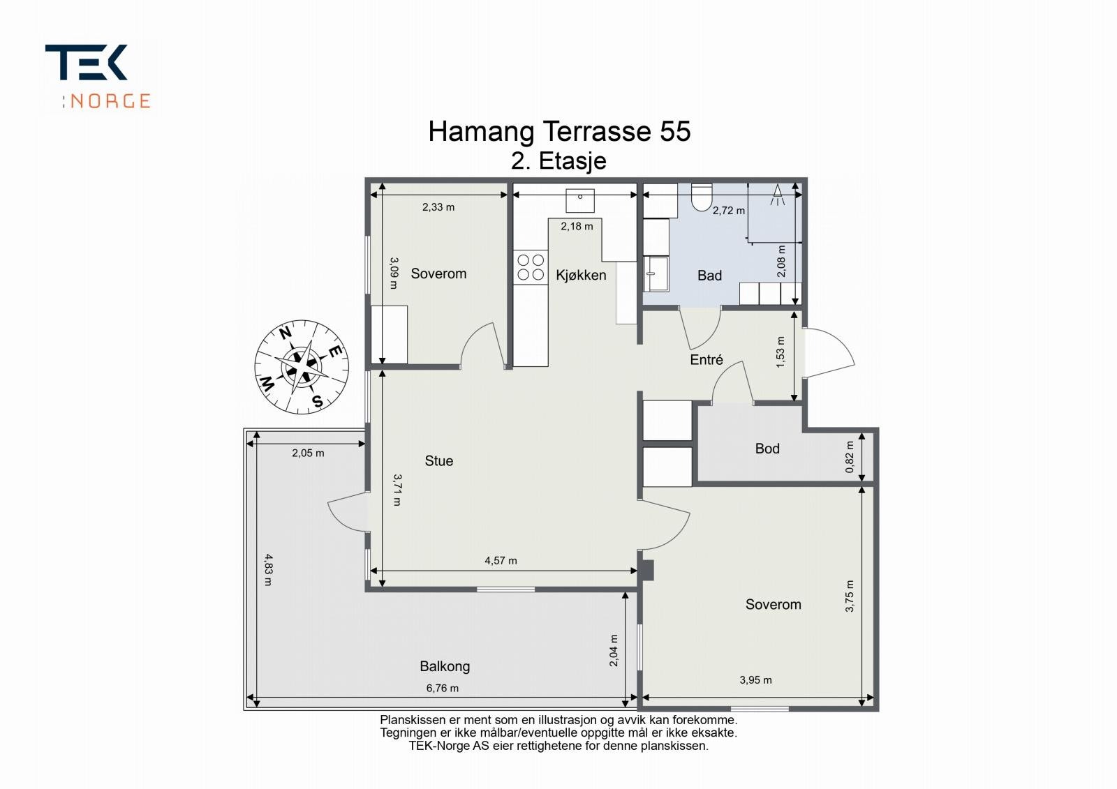 Plantegning Hamang Terrasse 55, 2. etasje Galleribilde