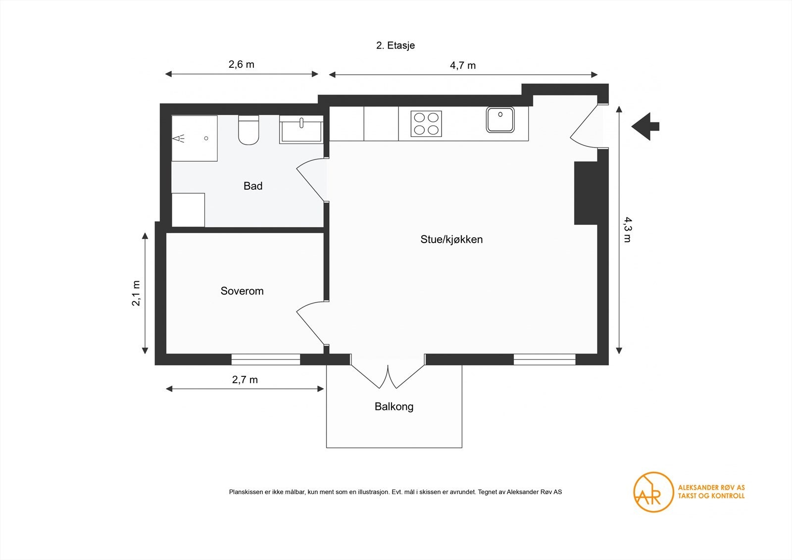 Plantegning Orknøygata 2B. Galleribilde