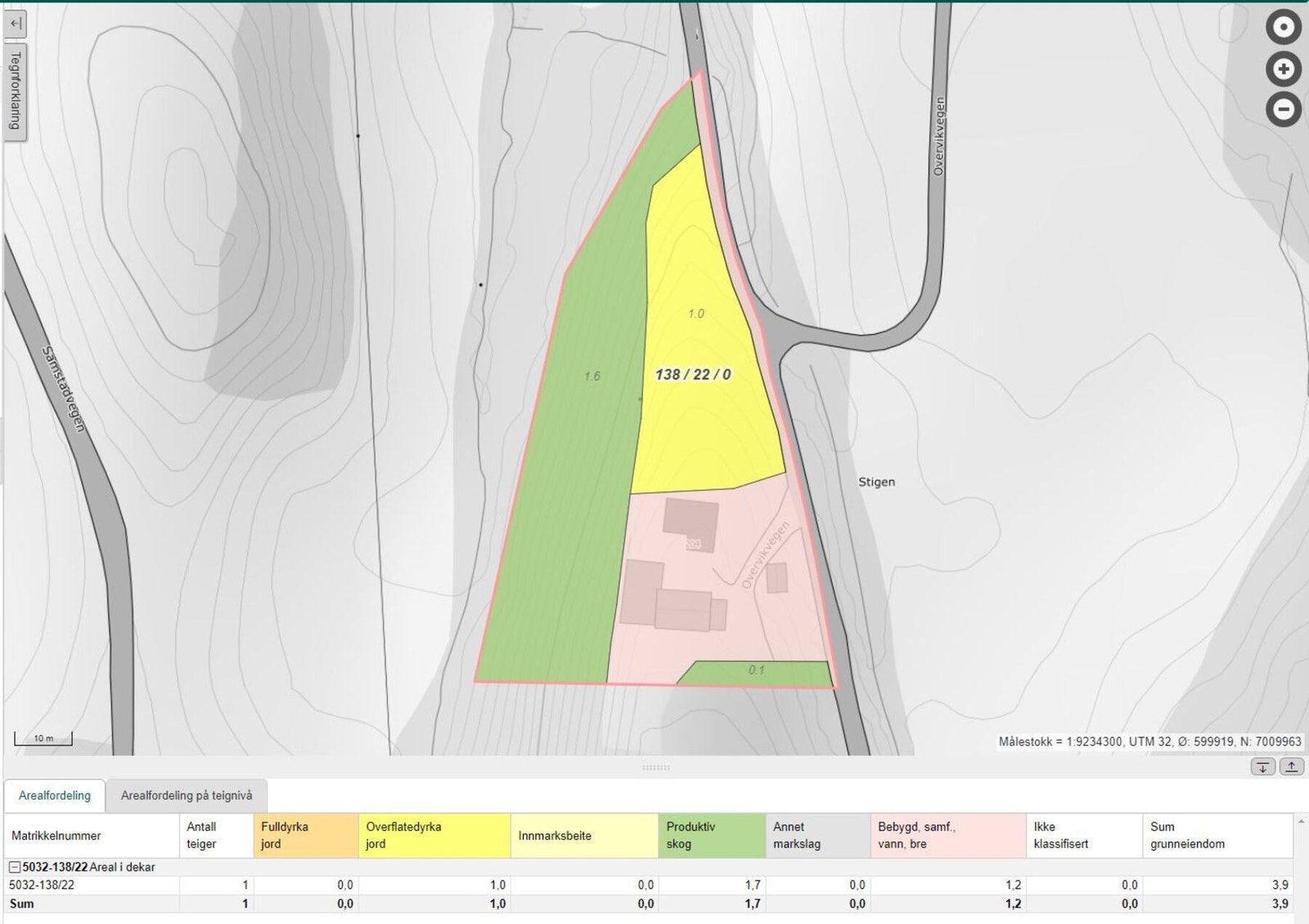 Kopi av gårdskart - Det som i dag er en stor gressplen er betegnet til overflatedyrka jord iflg. Gårdskart. Galleribilde