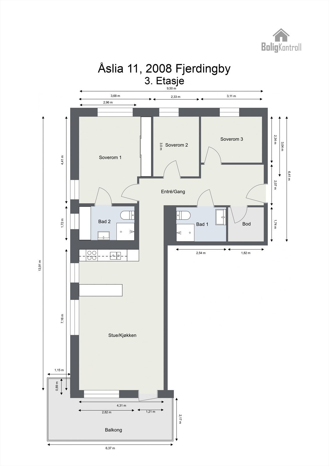 Leiligheten har en god planløsning med store rom og praktiske løsninger. Galleribilde