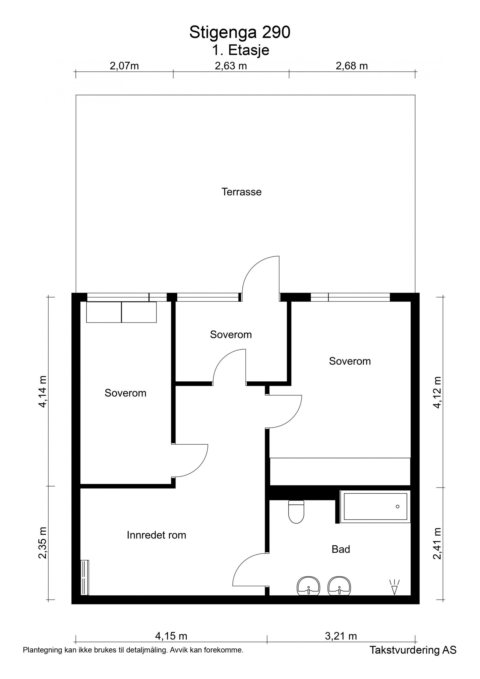 Plantegning med mål - 1. Etasje Galleribilde