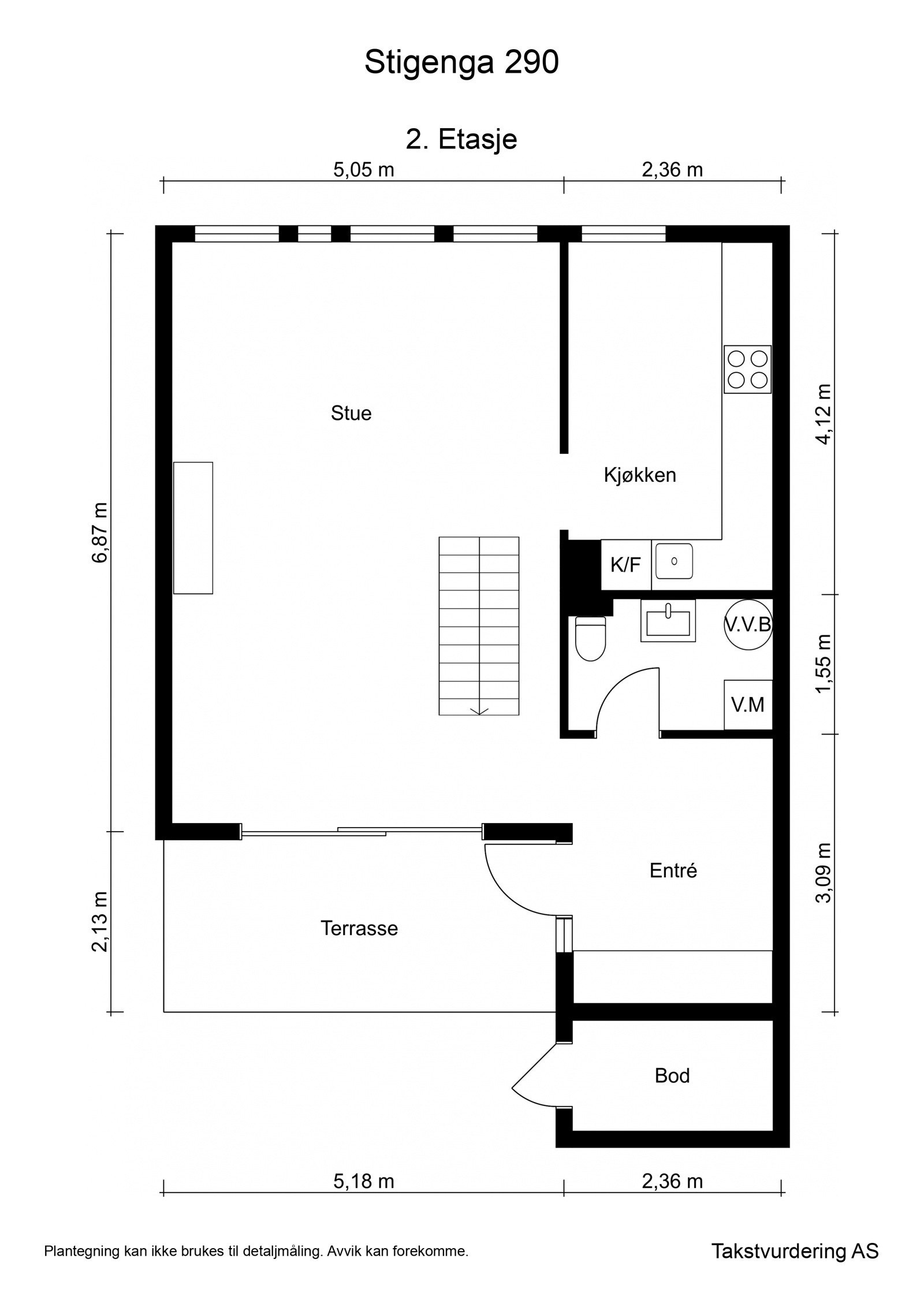 Plantegning med mål - 2. Etasje Galleribilde