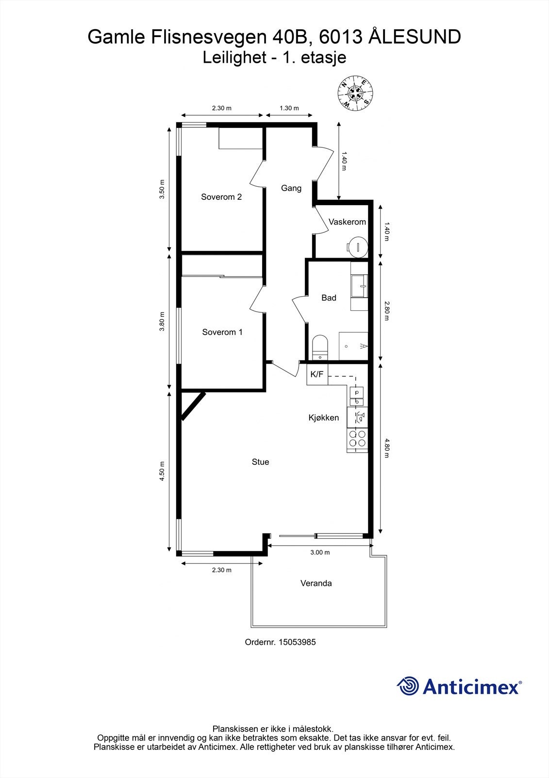 Målsatt plantegning Galleribilde