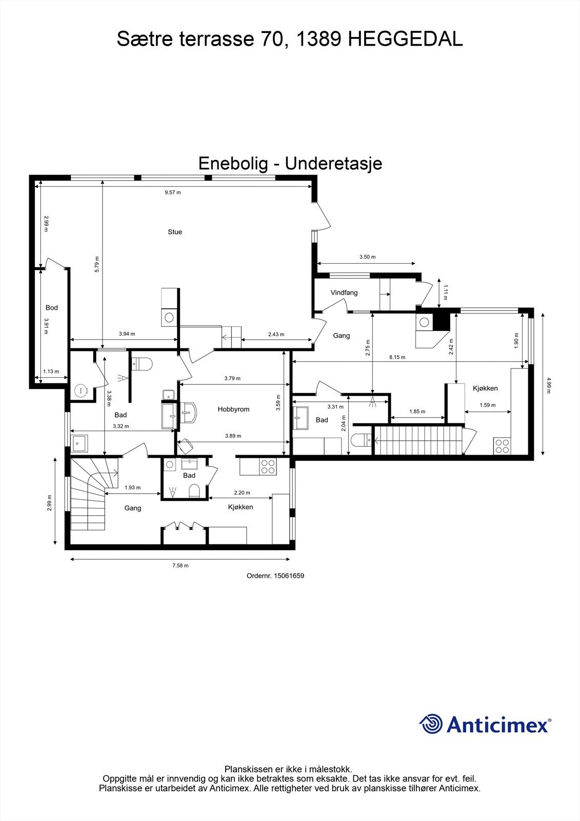Plantegning underetasje. Galleribilde