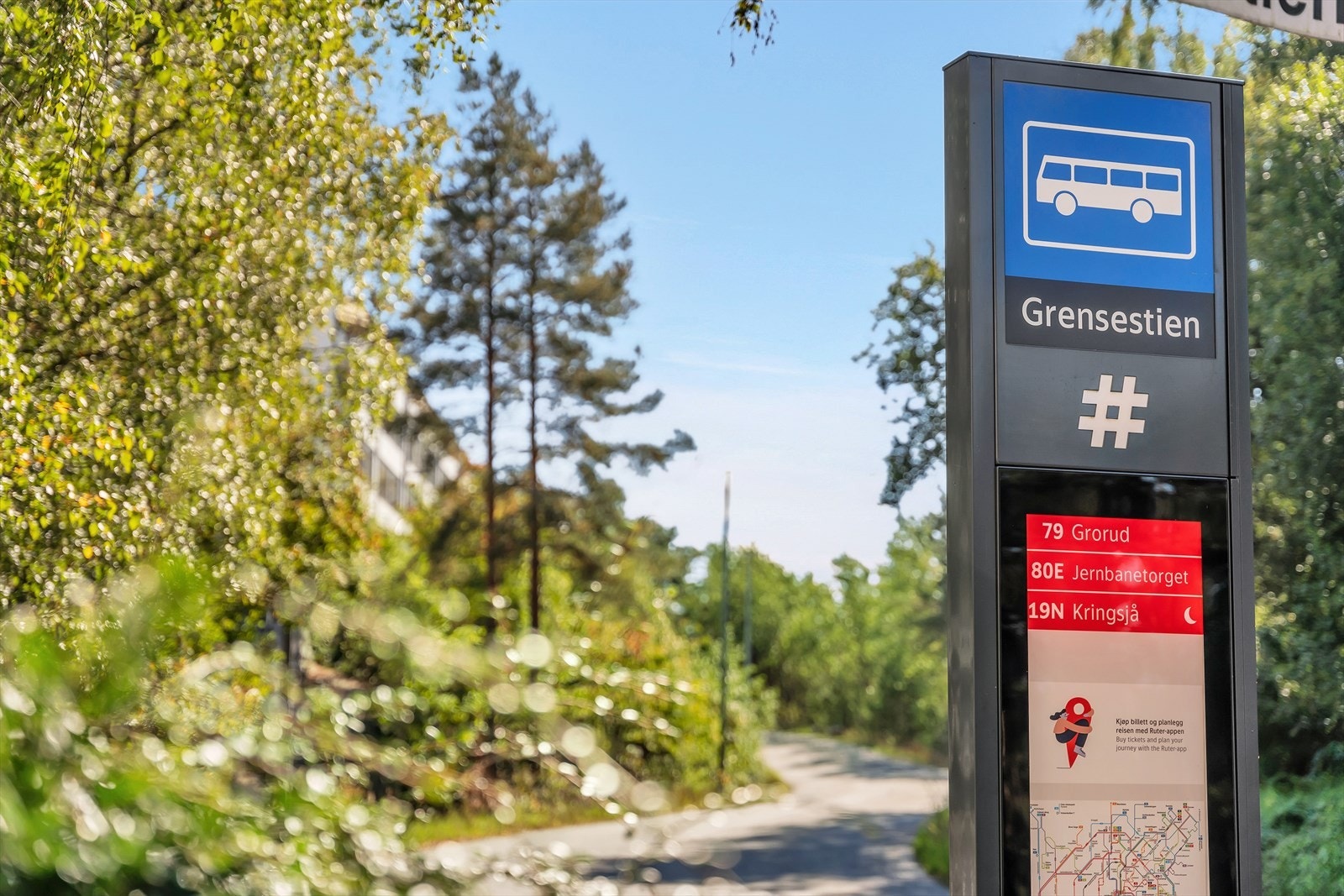 Bussholdeplassen "Grensestien" ligger 2 minutter unna leiligheten. Galleribilde
