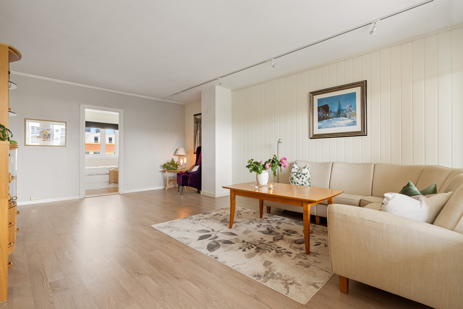Stuen er på 24,5m². Galleribilde