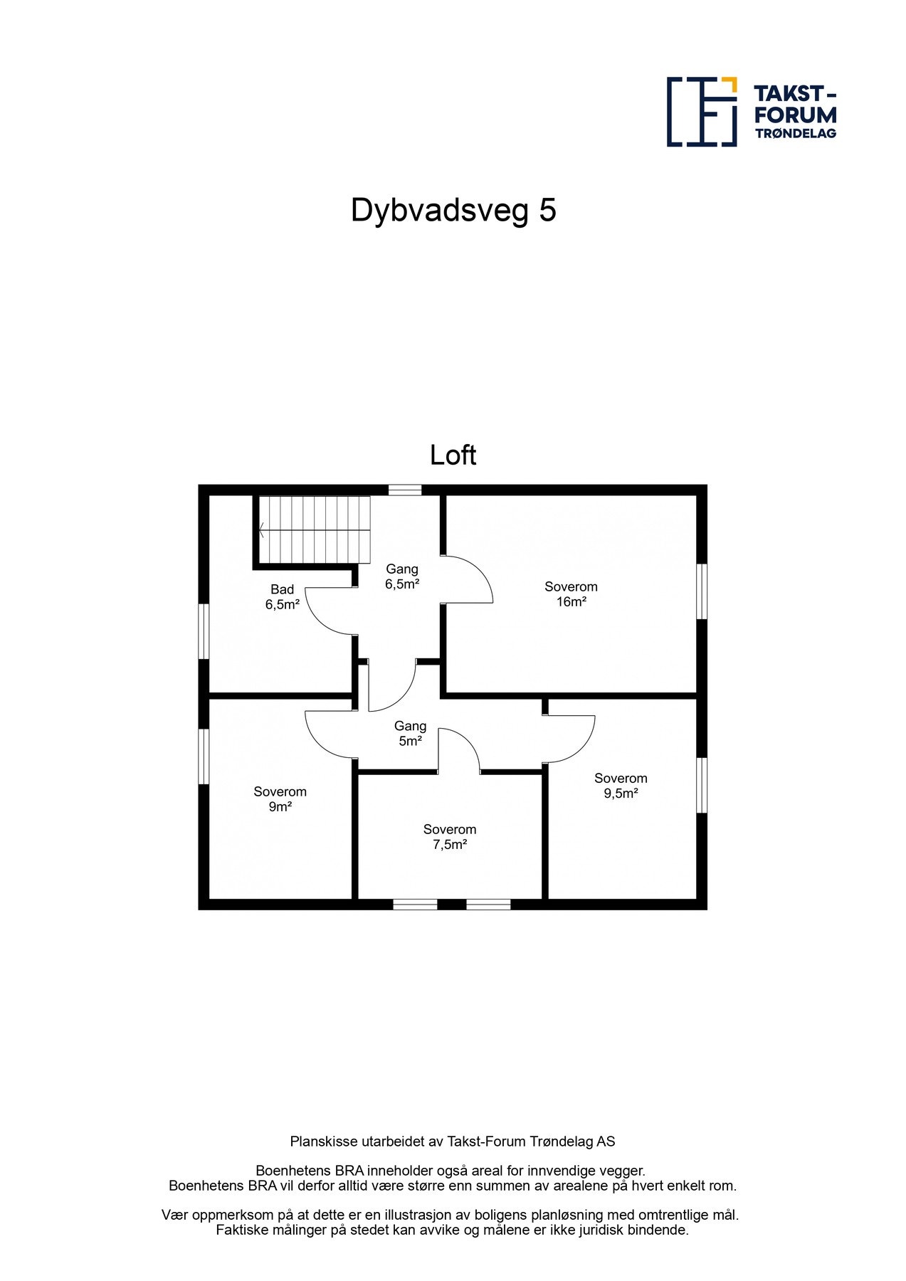 Plantegning - Enebolig - Loft. Galleribilde