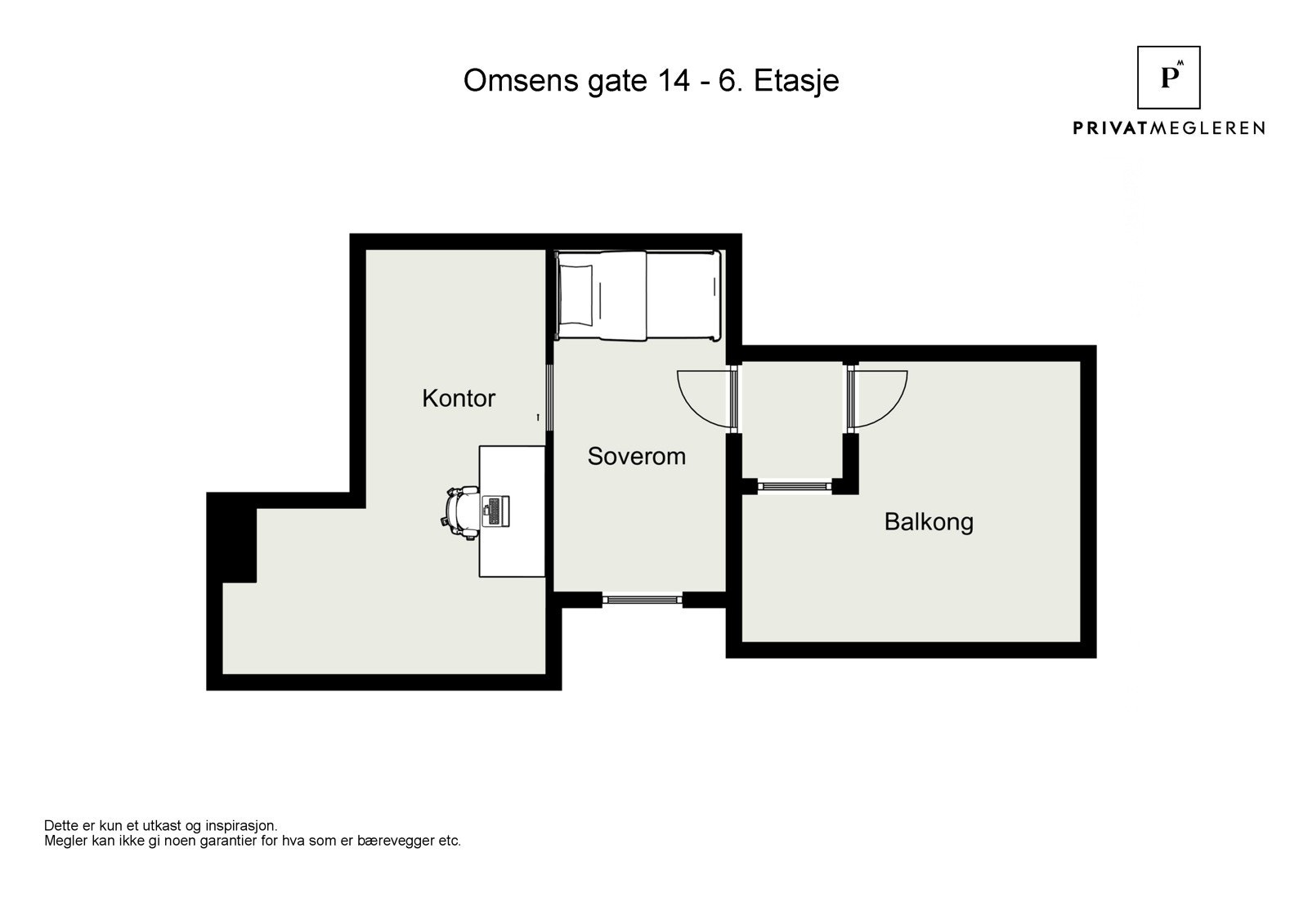 Planskisse innredet hems - ikke målbar. Avvik kan forekomme. Galleribilde