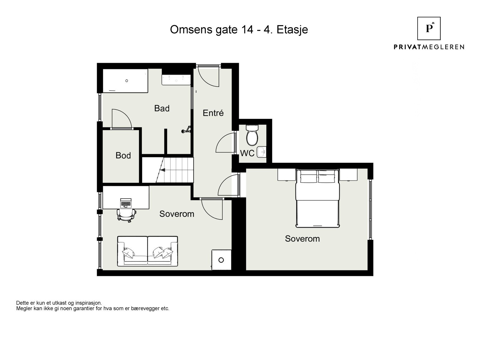 Planskisse 4.etasje - ikke målbar. Avvik kan forekomme. Galleribilde