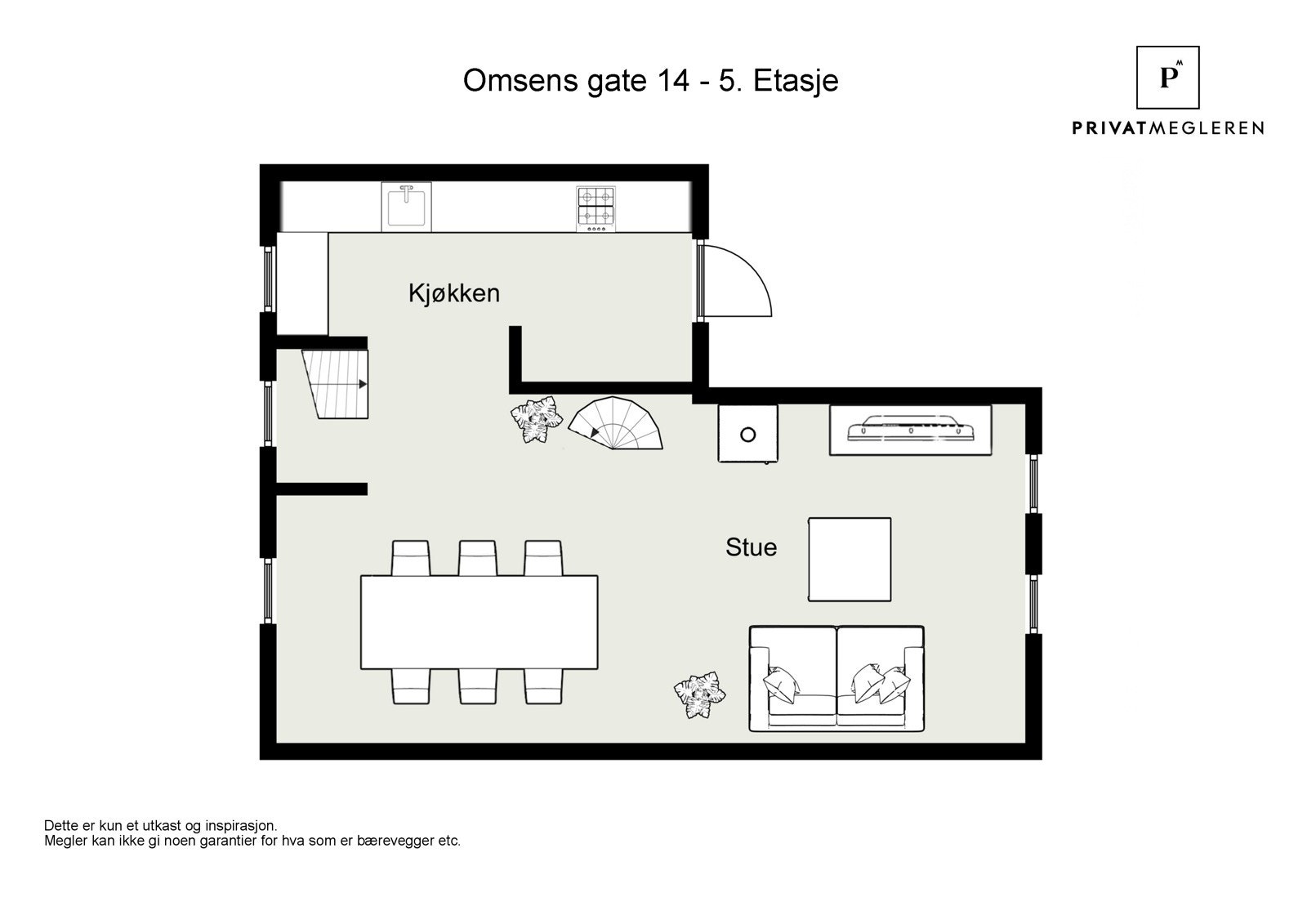 Planskisse 5.etasje (loft) - ikke målbar. Avvik kan forekomme. Galleribilde