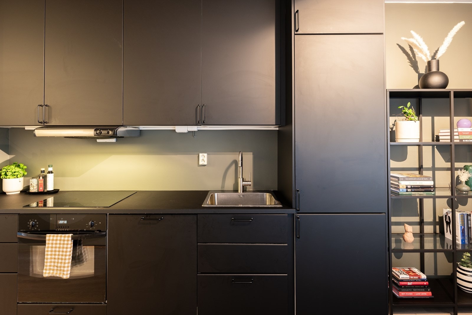 Her får du det meste av integrerte hvitevarer som stekeovn, platetopp, ventilator og oppvaskmaskin. Galleribilde