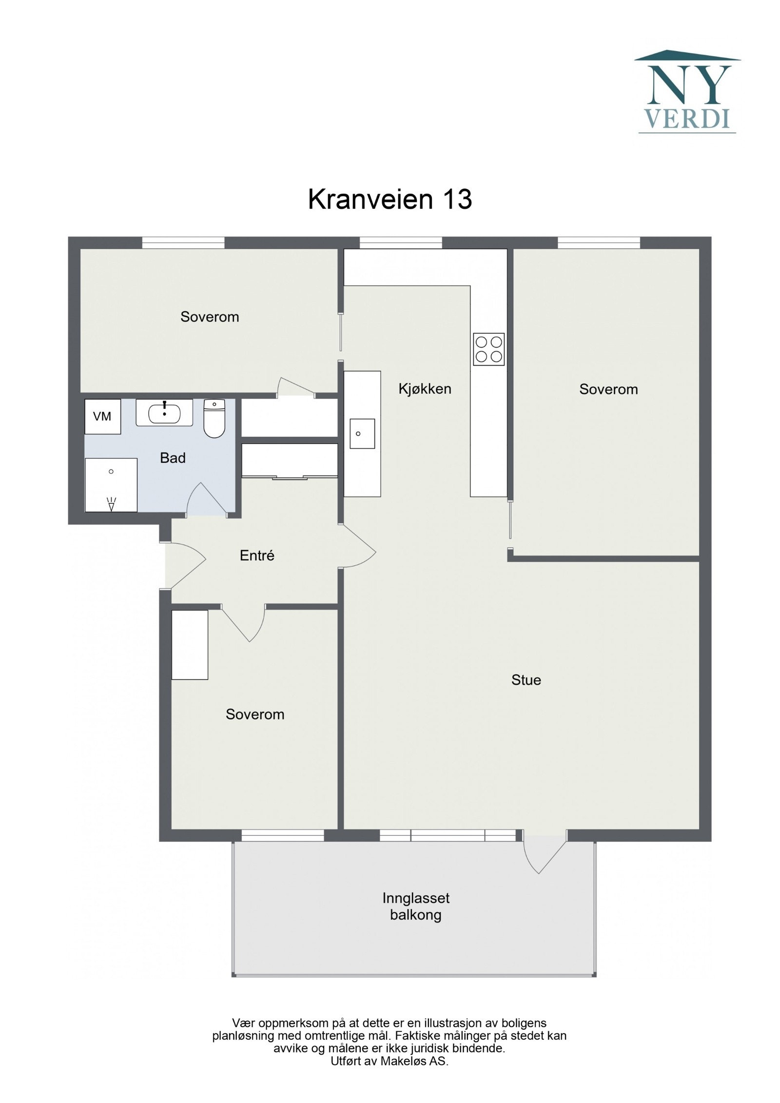 Plantegning - Leiligheten disponerer tre boder i kjeller på ca. 4,4 m², 2,2 m² og 1,9 m². Galleribilde