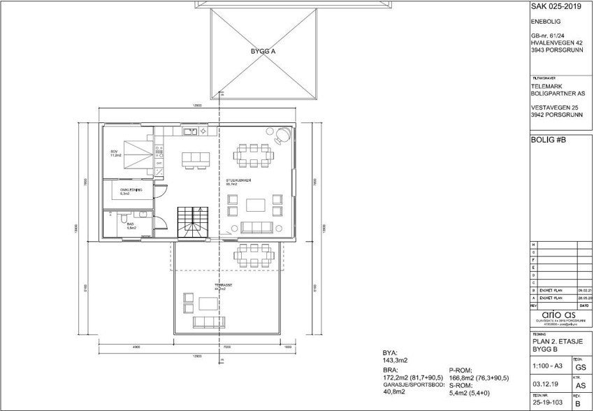 Plantegning for bolig B - 2. etasje Galleribilde