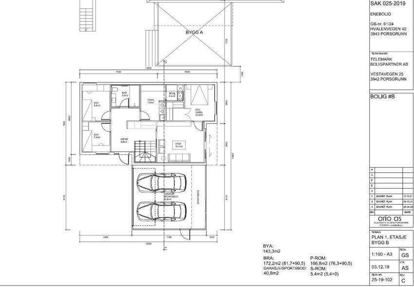Plantegning for bolig B - 1. etasje Galleribilde