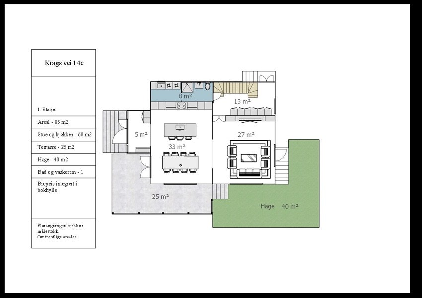 Plantegning 1. etasje Galleribilde