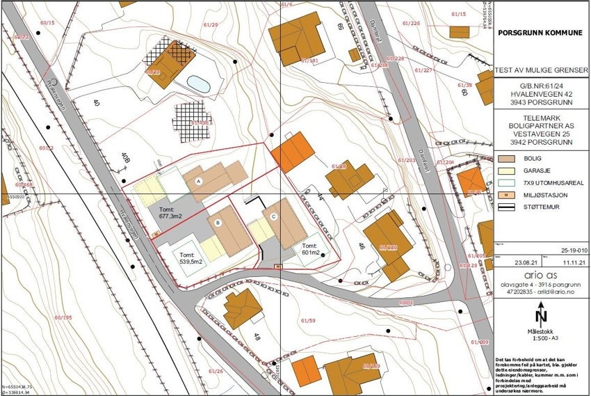 Plankart som viser rammetillatelse på eiendommen. Galleribilde