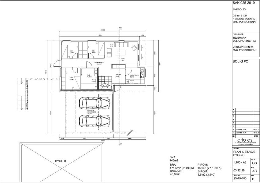 Plantegning for bolig C - 1. etasje Galleribilde