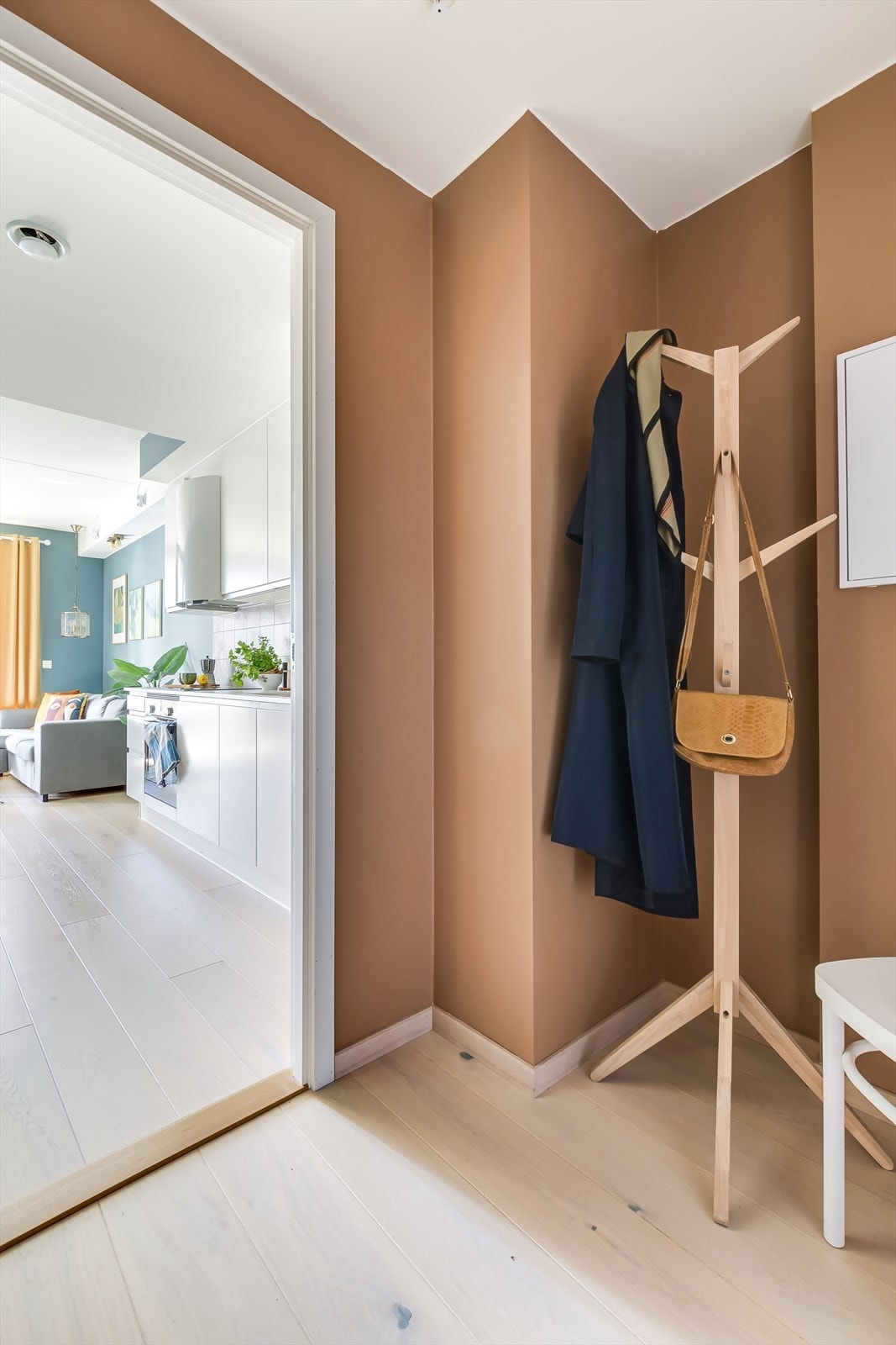 Lys entré med plass til å henge fra seg ytterklær og sko Galleribilde