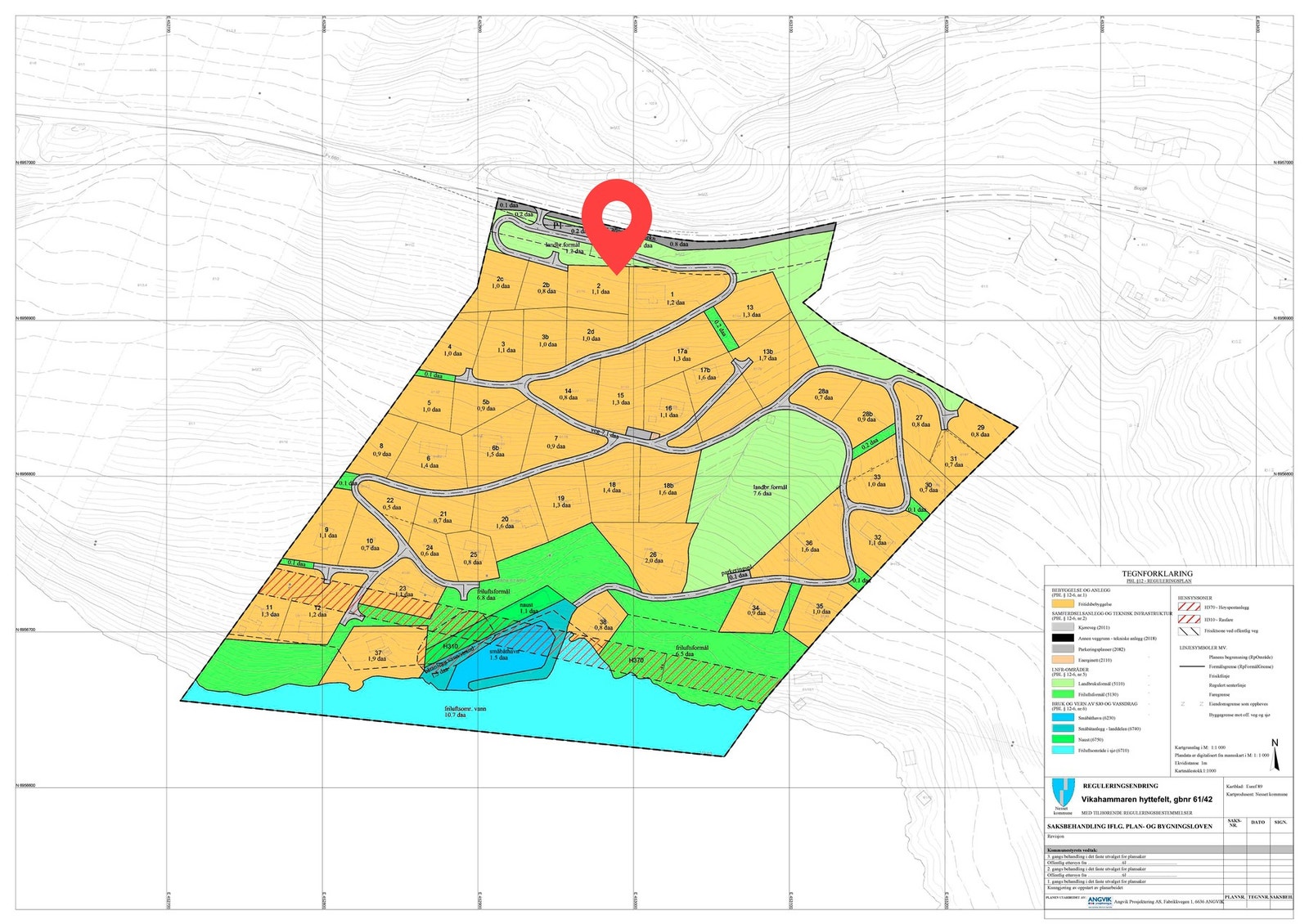 Tomtekart med tomt 2 markert Galleribilde