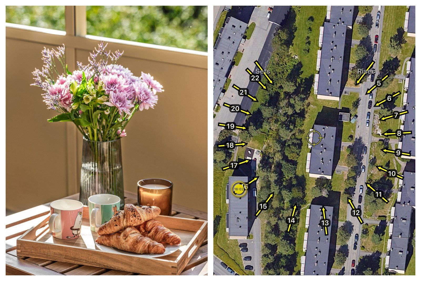 Solkart som viser solgangen i juni/juli Galleribilde