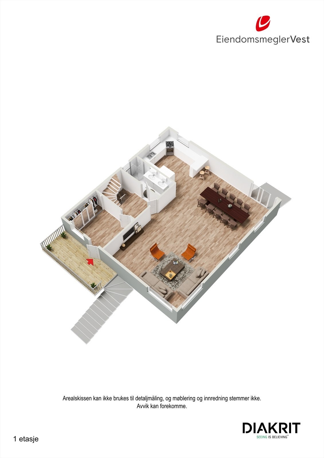 3D - Plantegning 1.etasje Galleribilde