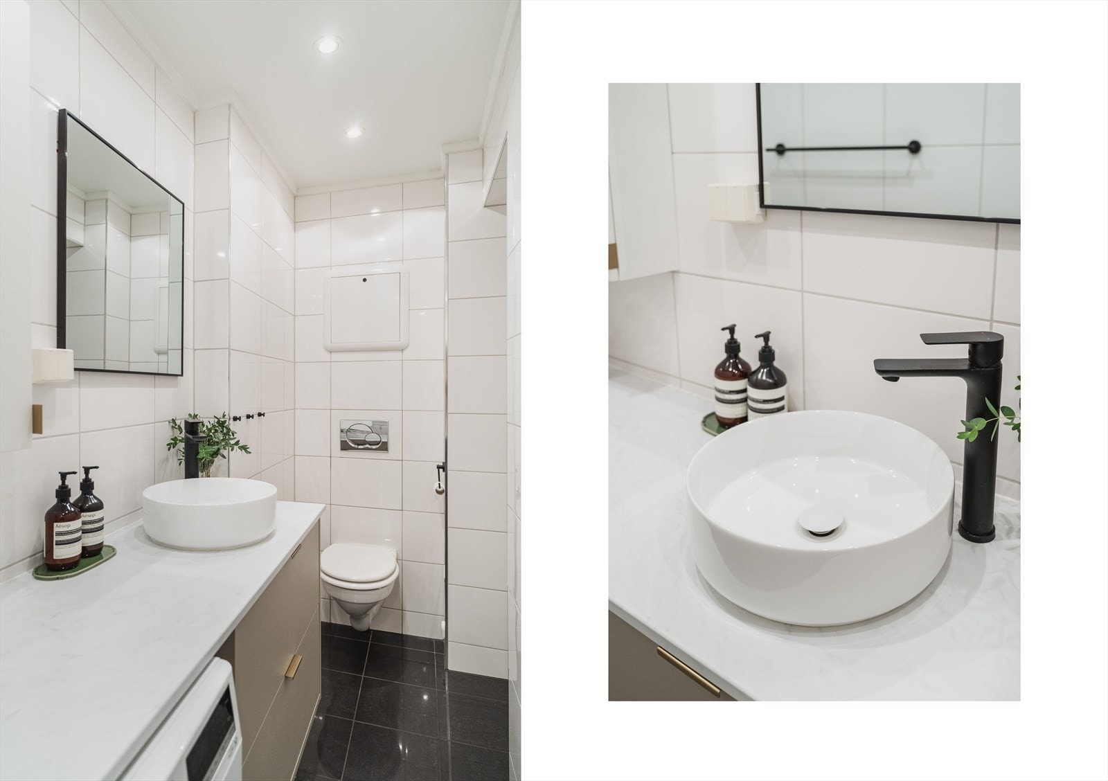 Det ble i 2024 satt inn ny baderomsinnredning (servant, underskap, benkeplate, overskap og speil) Galleribilde