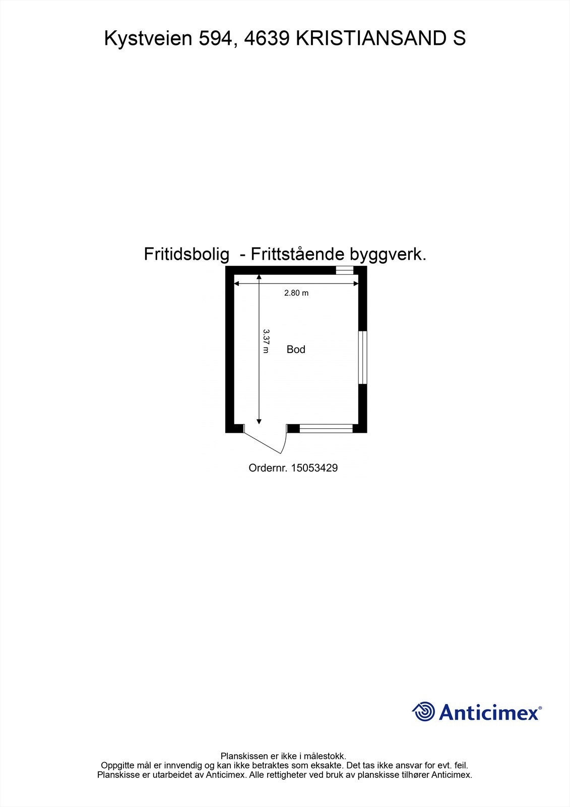 Mål på frittstående redskapsbod. Galleribilde