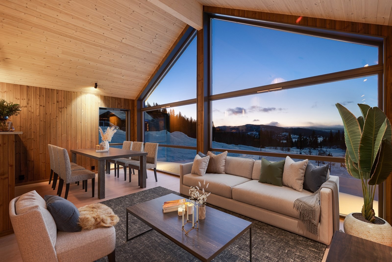 Ved det store vinduet er det god plass til møbler som lounge og spisebord. Galleribilde