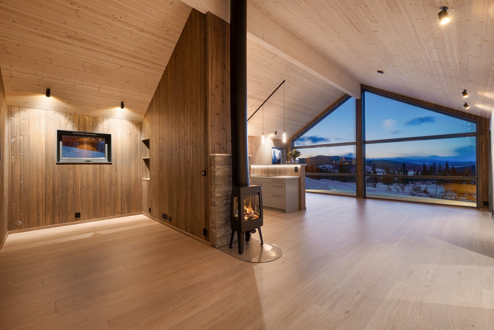 Bakenfor kjøkkenet er det en skjermet stuedel med plass til sofa og tv-benk. Galleribilde