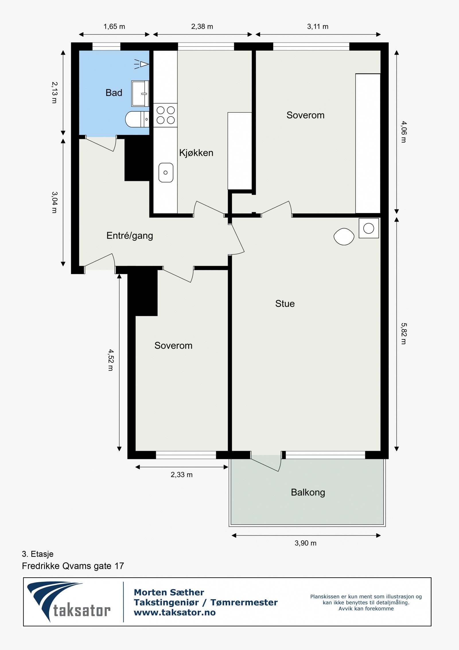 Plantegning av Fredrikke Qvams gate 17 Galleribilde