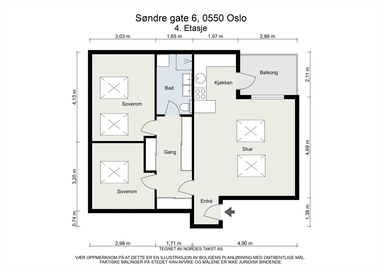 Planskisse - I tillegg disponerer leiligheten en bod i kjelleren Galleribilde