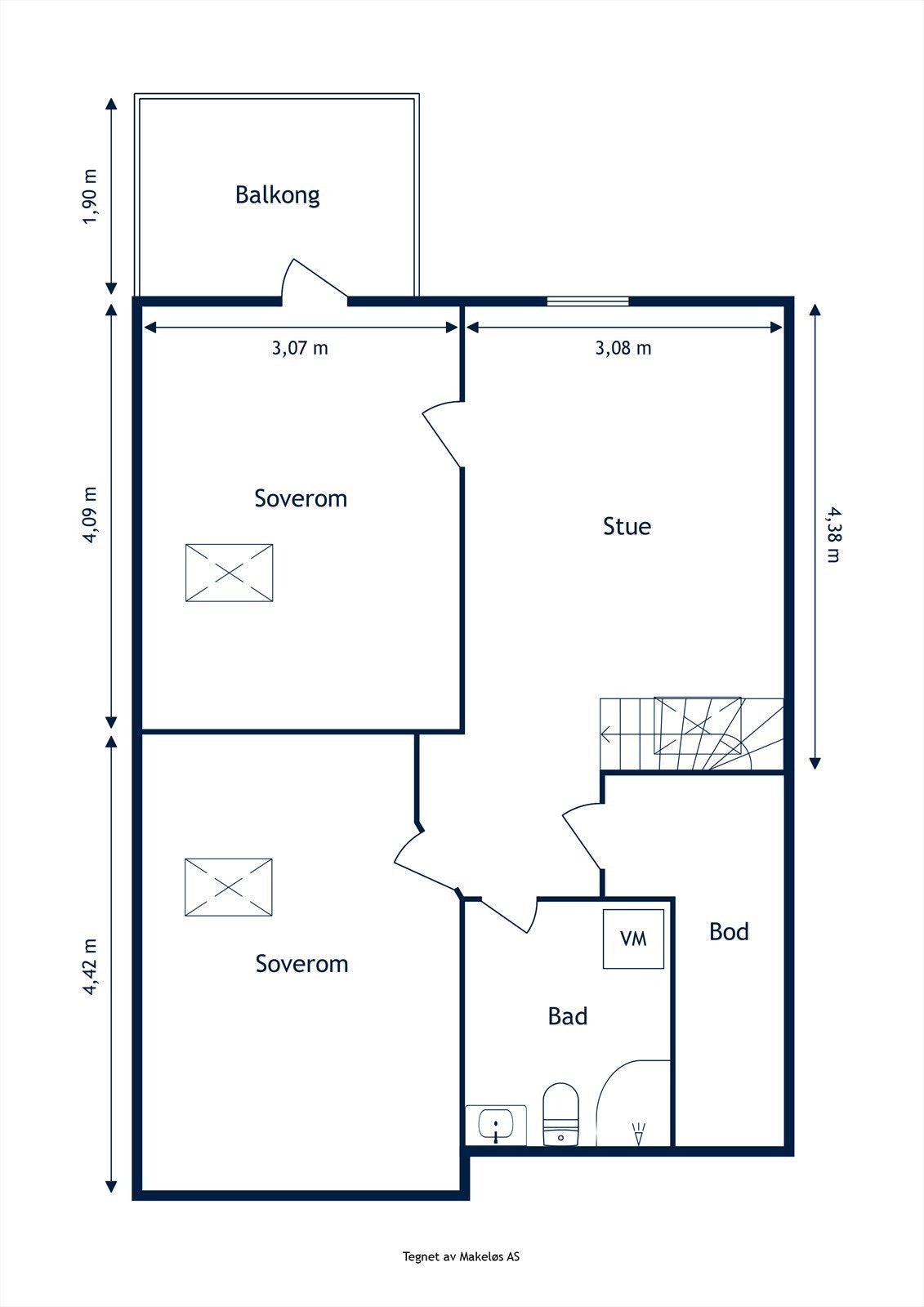 Plantegning loftsetasje. Galleribilde