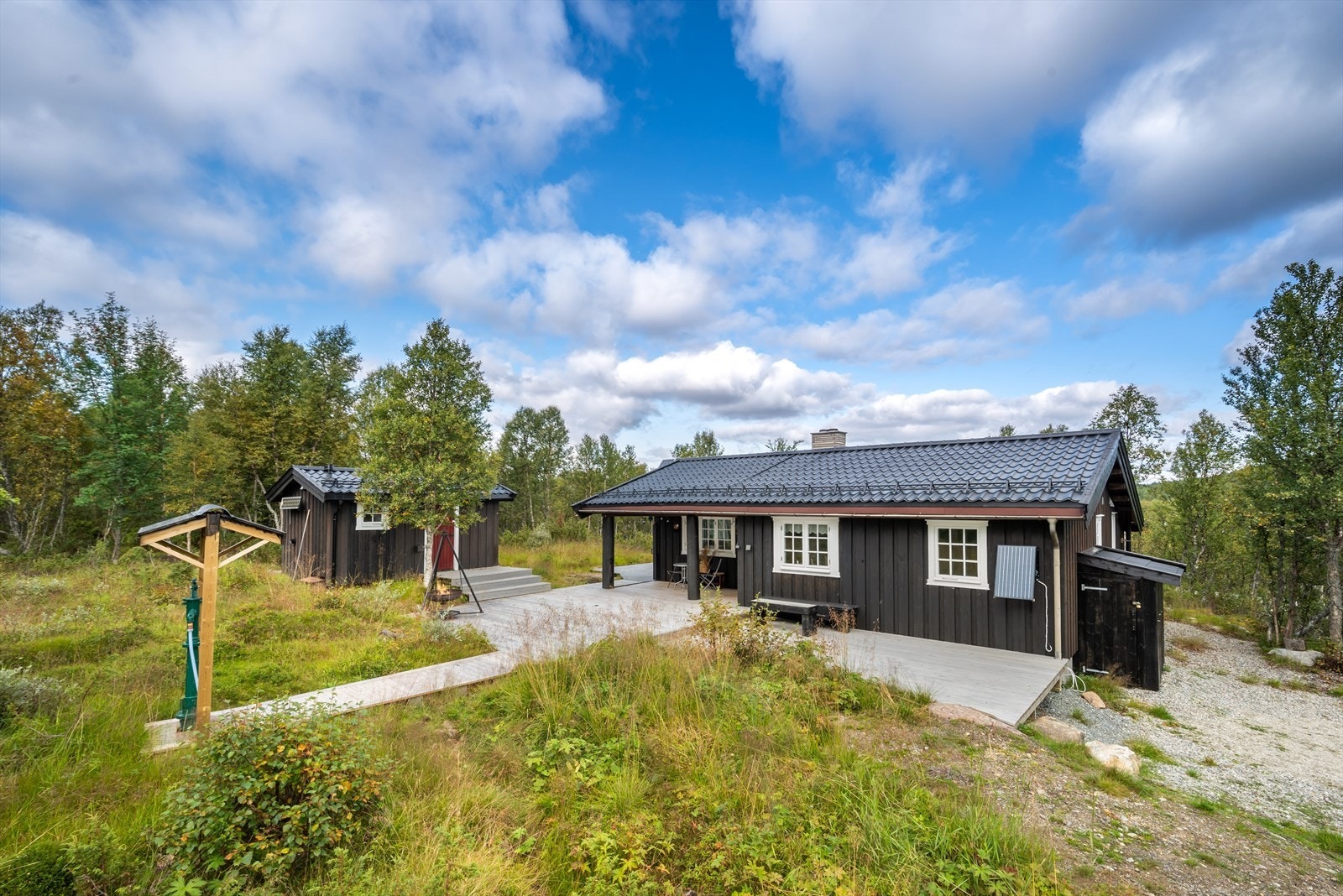 Hytta har selveiet tomt på ca. 1 074 kvm. Galleribilde