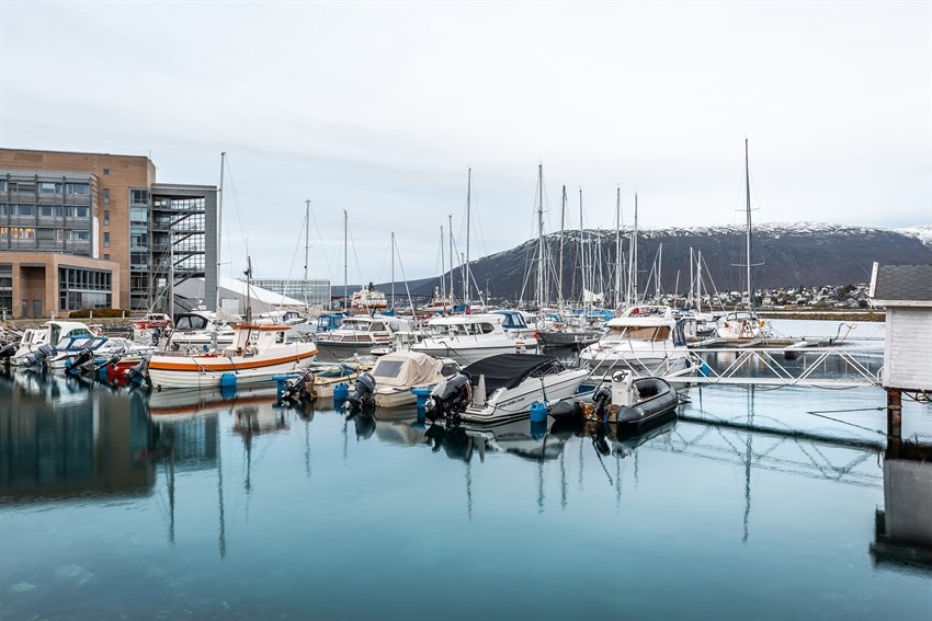Nærmiljø med fine grøntarealer, strandpromenade, lekeplasser og interne veier. Galleribilde
