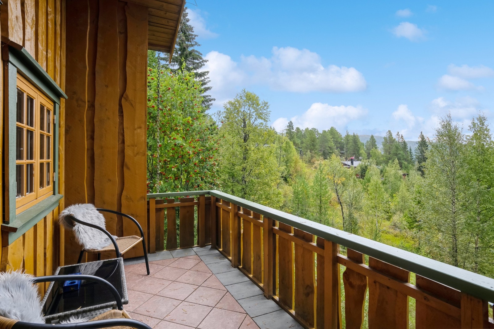 Det er utgang til veranda fra stua Galleribilde