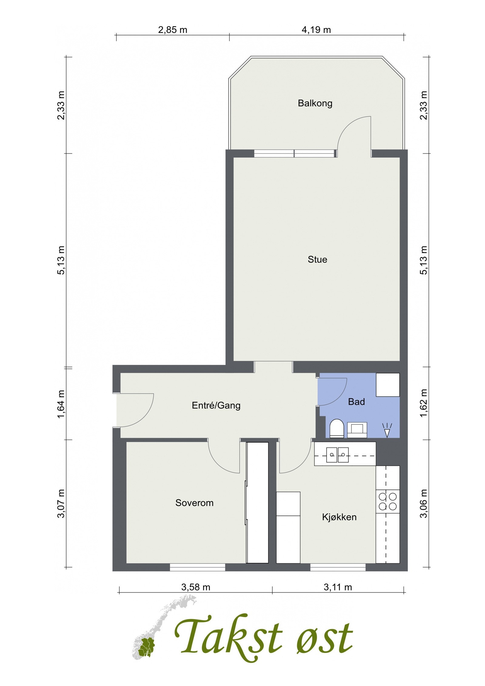 Med leiligheten medfølger det også to boder, én kjellerbod på 5 kvm og én loftsbod på 5 kvm (10 kvm gulvareal). Galleribilde