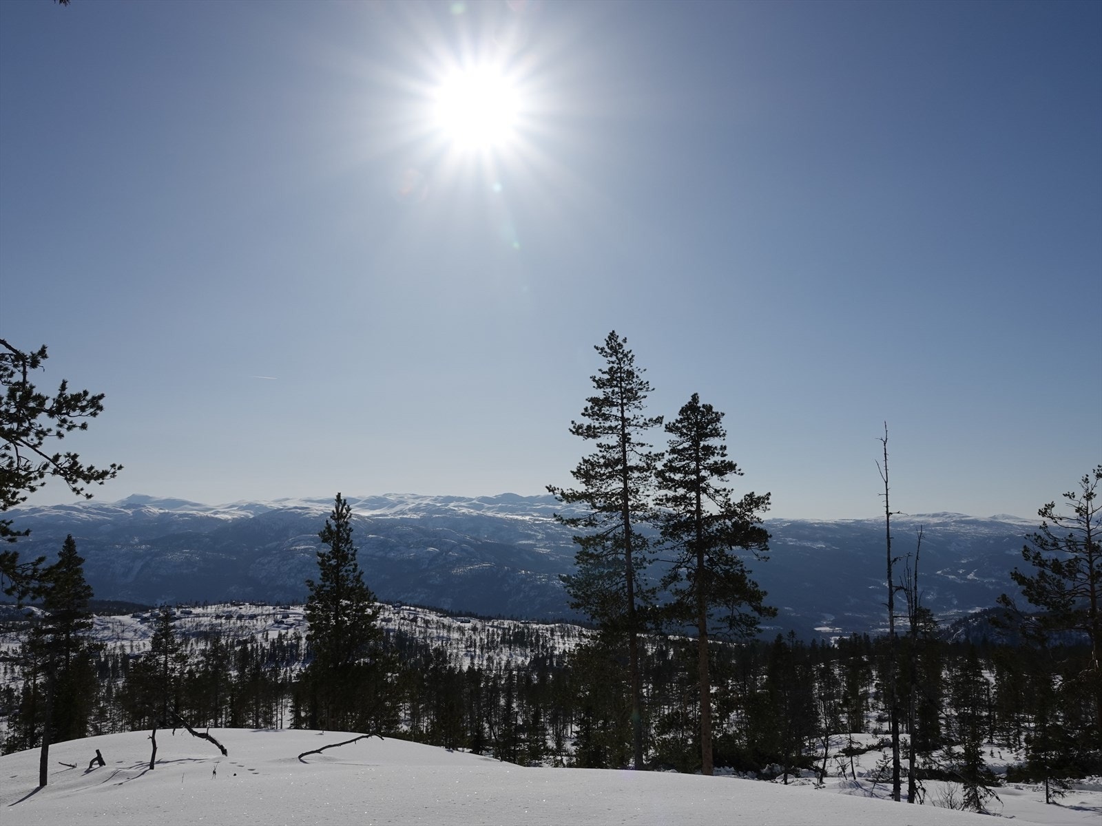 Vid utsikt med sol fra morgen til kveld Galleribilde