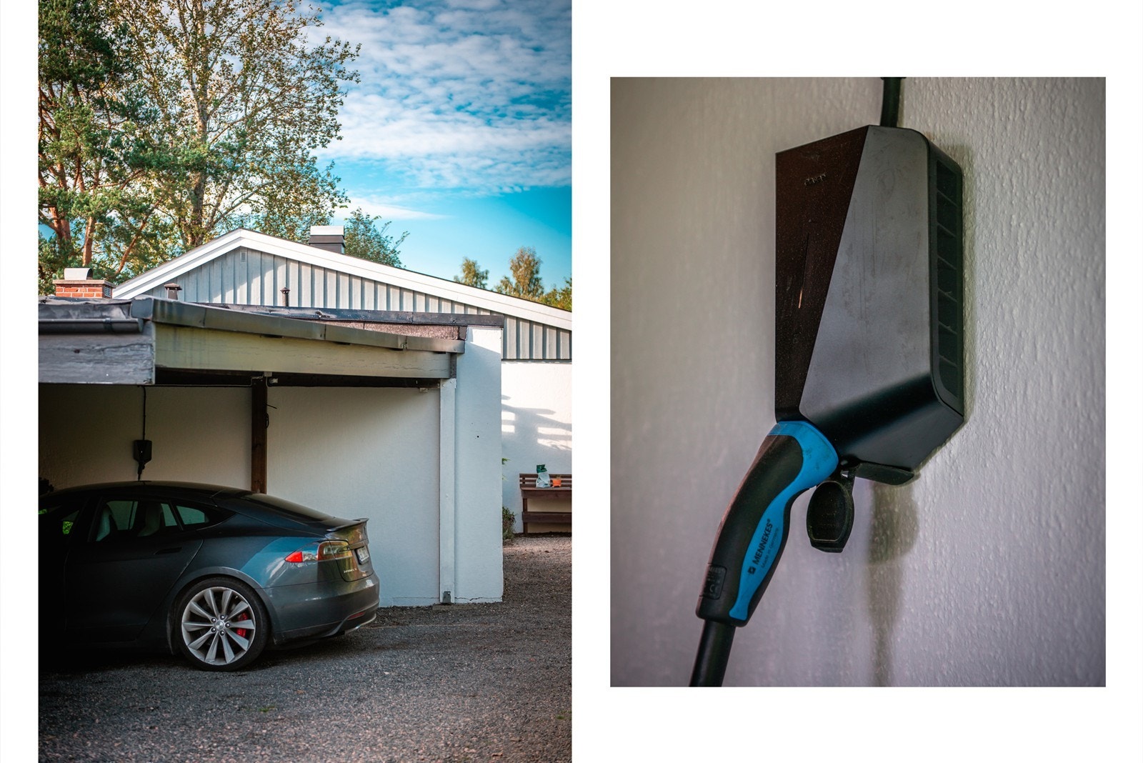 Eiendommen har elbillader satt opp og egen carport Galleribilde