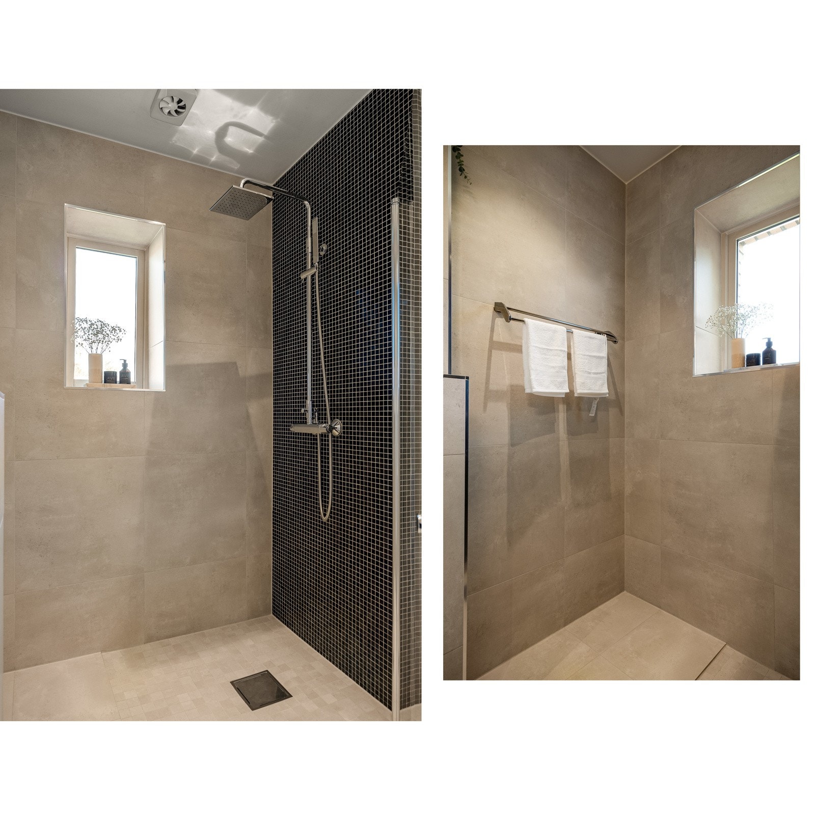 Badet har varme i gulvet, samt et det er plass og opplegg for vaskemaskin/tørketrommel Galleribilde