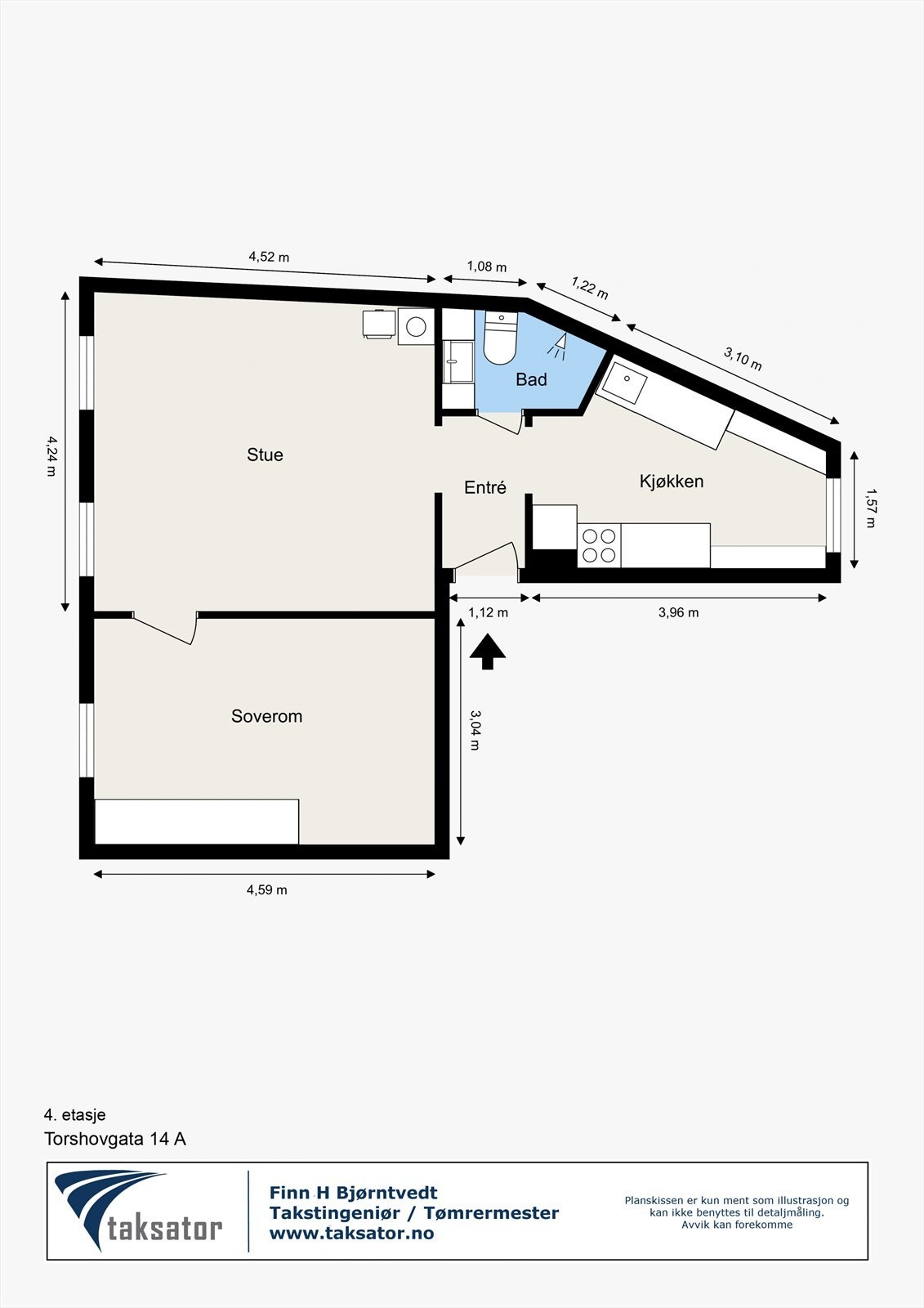 Oppmålt plantegning for leiligheten. Galleribilde