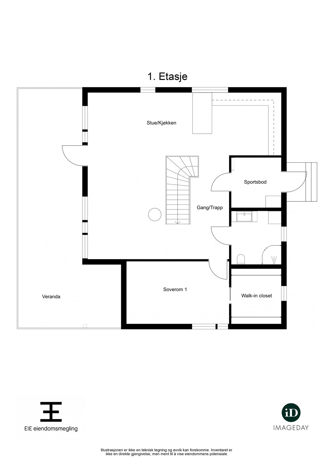 Plantegning 1. etasje Galleribilde