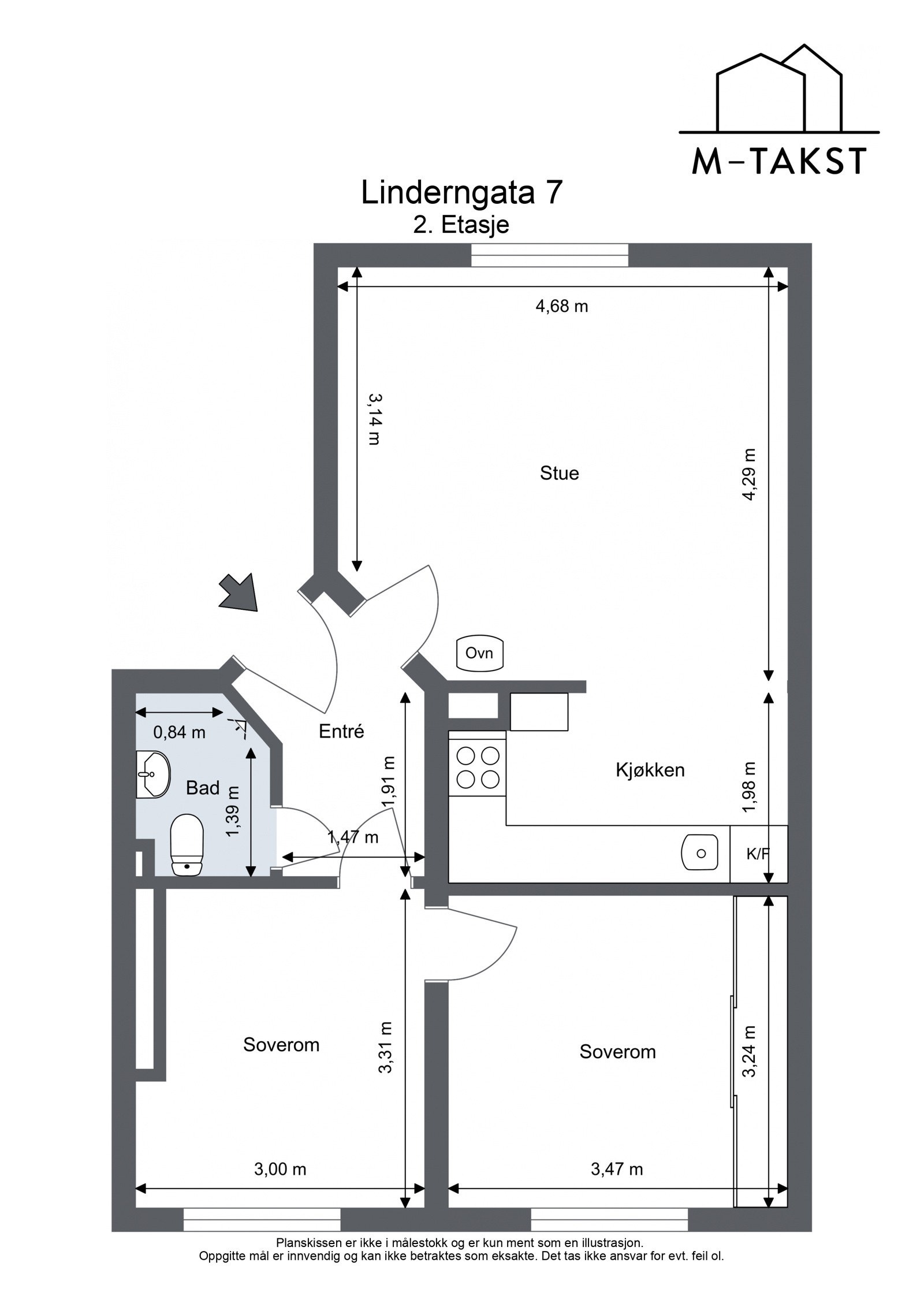 Planskisse - Linderngata 7 Galleribilde