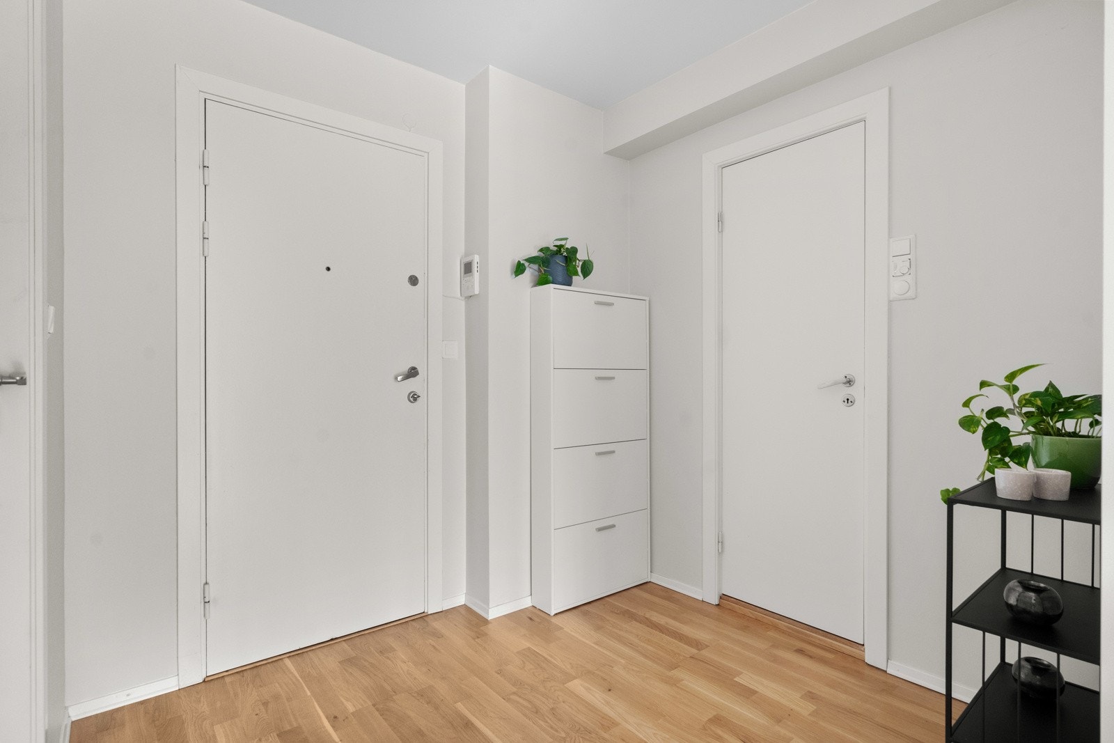Entréen er stor med god plass til å legge fra seg sko og yttertøy Galleribilde