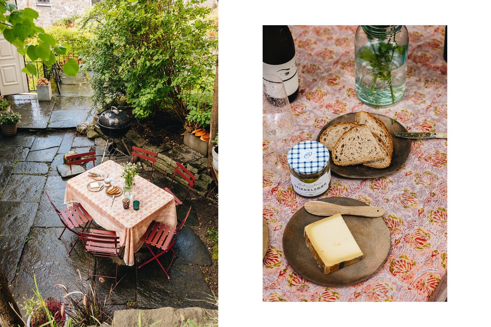 Flott felles hage på flere nivåer, frukttrær og bærbusker. Galleribilde