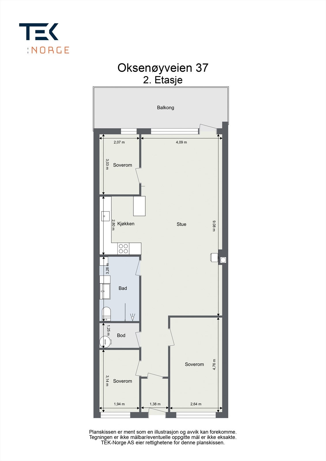 Leiligheten har en gjennomgående planløsning Galleribilde