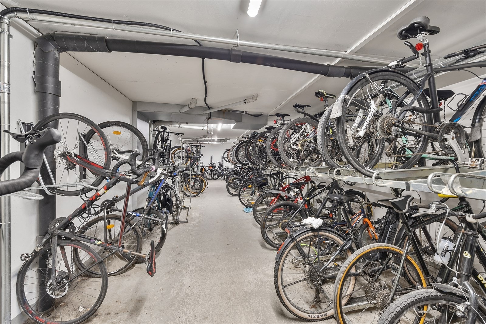Sikker sykkelparkering i felles garasje. Galleribilde