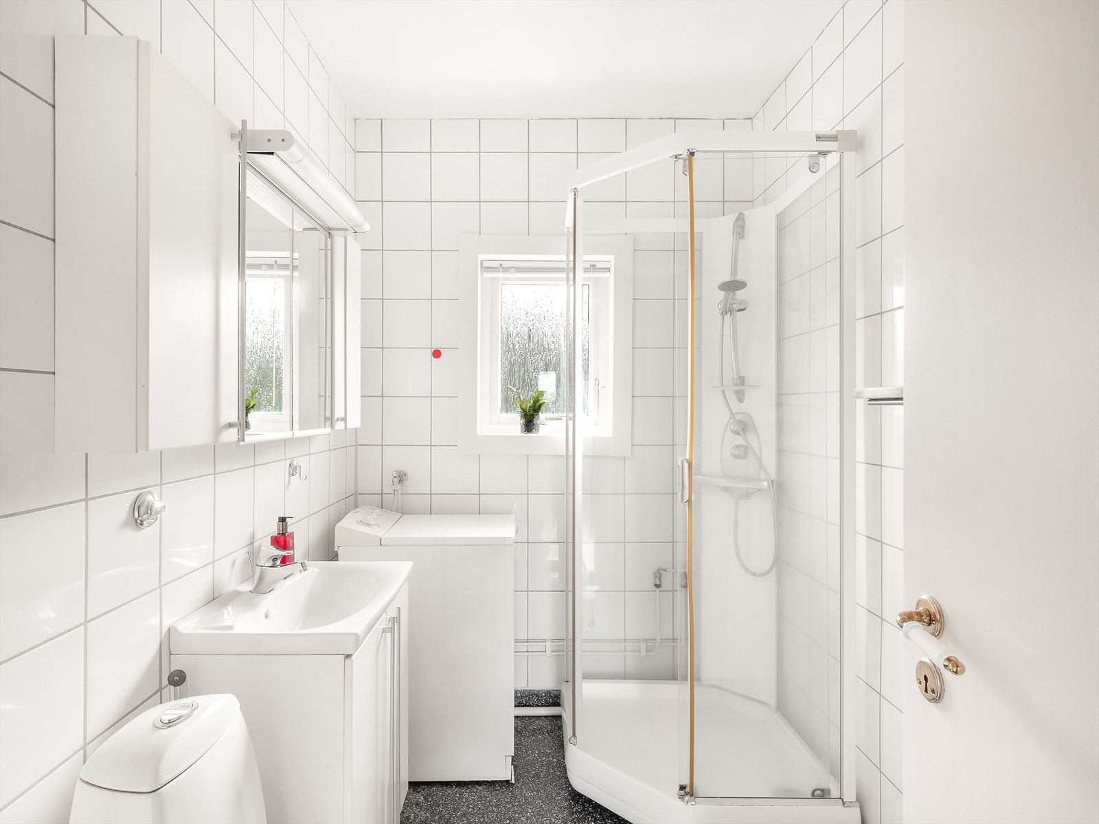 Funksjonelt bad med plass for vaskemaskin. Galleribilde