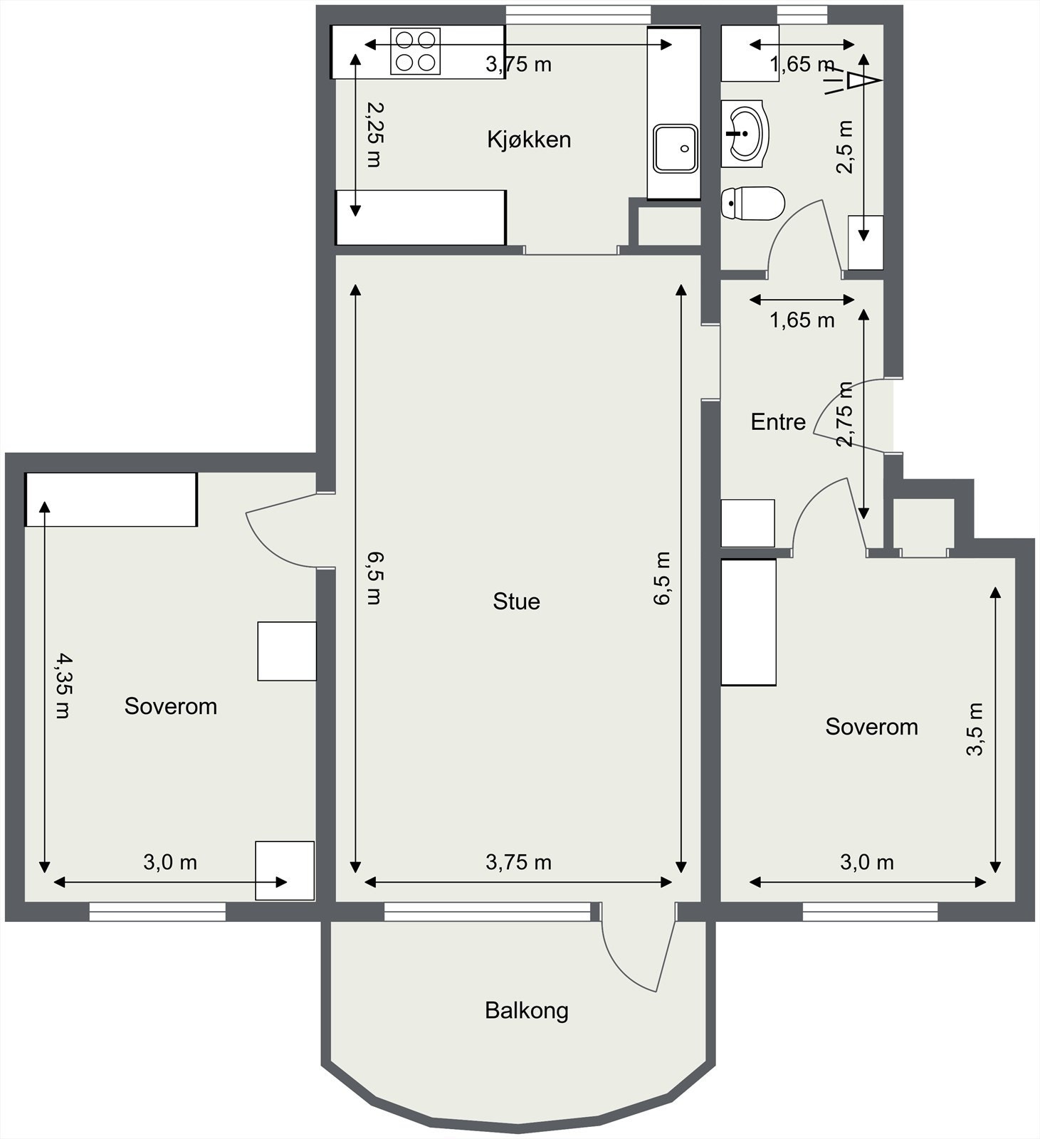 Praktisk planløsning Galleribilde