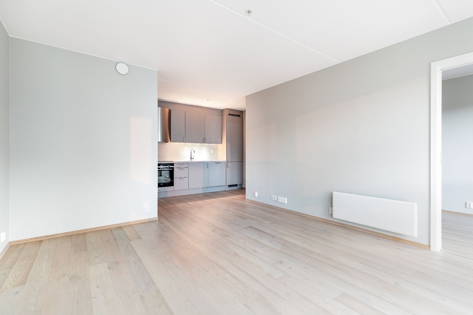 Åpen stue- og kjøkkenløsning. Integrerte hvitevarer på kjøkken følger med. Galleribilde